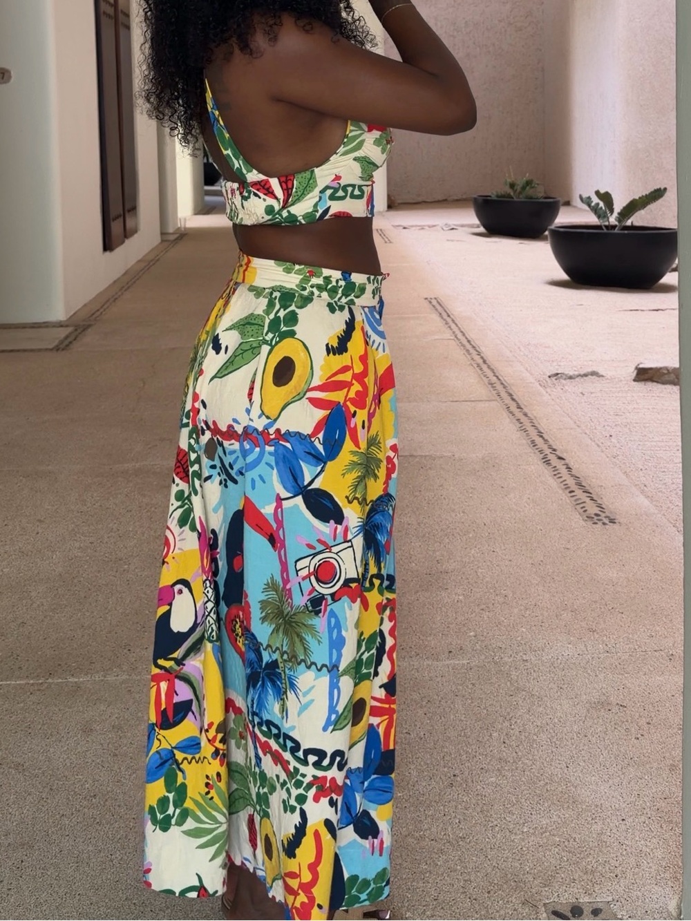 Zara Tropical Floral Print Crop Top & Maxi Skirt Set - Picture 13 of 15
